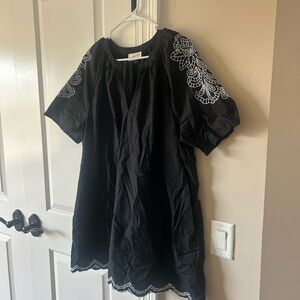 Universal Thread Black Dress with White Embroidery